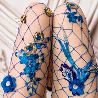 Sexy Women's Net Pearl Fishnet Bodystockings Pattern Pantyhose Tights Stockings Fashion Long Tights Rhinestone Pantyhose Medias