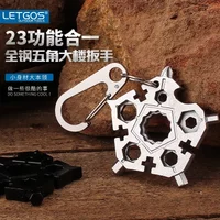 LETGOS 23-in-1 Pentagonal Pocket Multitool Stainless Steel Snowflake Design Outdoor Wrench EDC Gift for Father