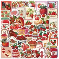50PCS Strawberry Dessert Stickers Ins Style Graffiti Stickers DIY Diary Phone Case Handmade Scrapbook Aesthetic Stickers