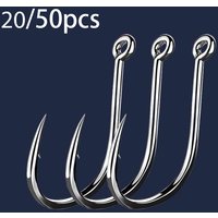 20-50pcs/box 2#-22# High Carbon Steel Barbed Sharp Fishing Hooks Saltwater Freshwater Hook Set Fishing Tackle Box Accessories