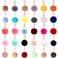 Nette Nachahmung Rex Kaninchen Fell Plüsch-schlüsselanhänger 8 cm Flauschigen Pompom Ball Tasche Rucksack Dekoration Auto Schlüssel Kette Mädchen Gesc