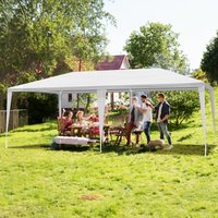 10x20 foot outdoor party sunshade tent with 4 detachable side walls, PE canopy and threaded steel frame, wedding pavilion with windows, backyard party, event, commercial heavy-duty shelter - white,