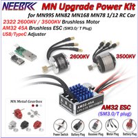NEEBRC 2322 2600KV 3500KV Brushless Motor AM32 45A ESC Metal Gearbox for MN99S MN82 MN168 MN78 1/12 MN RC Car Crawler Upgrade