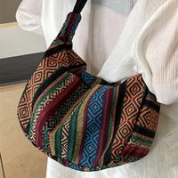 1pcs Crossbody Bags Tribal Style Shoulder Bag Foldable Crossbody Striped Pattern Flag Theme Hand Washable Edge Painted Lining