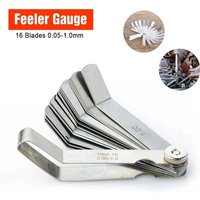 16 Blades Metric Feeler Gauge 0.05-1.0mm Curved Valve Offset Meansurement Tool for Spark Plug Gap Valve Tappets