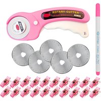 45mm Pink Patchwork Rotary Cutter - Color Sewing Clip - Color Sewing Pen, suitable for DIY crafts, fabrics, leather and quilting