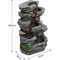 qw5 Tiers Water Feature Self Containing Feature Outdoor Fountain Rockery Decoration for Garden Garden Pond Terrace Pond Balcony Garden Ornament Fountain 32x22x48.5cme