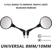 Motorcycle Black Universal 10mm Side Mirror Rearview Mirror Anti-fall Folding Round Mirror
