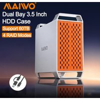 MAIWO 2 Bay HDD Docking Station SATA To USB Type-C Hard Drive Enclosure for 2.5/3.5 Inch Hard Drive Case with 4 RAID Modes Case