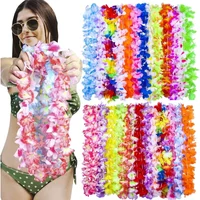 12-60PCS Bright Tropical Flower Lei Necklace for Hawaiian Hula Dance Summer Beach Pool Party Luau Birthday Decoration Favor Gift