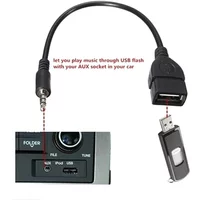 3.5mm black car Aux audio cable to USB audio cable car electronics for Play Music car audio cable USB headphone converter