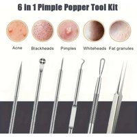 7pcs/set Acne Removal Needle and Clip Stainless Steel Tool Blackhead Removal Blemishes Facial Skin Care Beauty Facial Pore Clean
