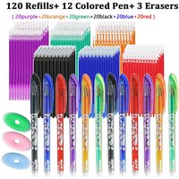135pcs/set Erasable Pen 6 Color-Blue/black/red/Purple/Green/orange 0.5mm Gel Pen Stationery School Supplies for Notebook Office