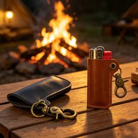 Retro Leather Lighter Case Keychain Durable PU Leather Protective Cover Pocket Lighter Pouch for Men