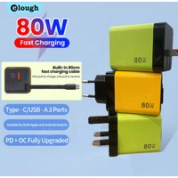 Elough 80W USB Type C Charger with Retractable Cable PD Fast Charging For iPhone 16 Laptop Macbook Phone cargador carga rápida