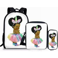 Harajuku Youthful Black Girl Magic Afro Lady 3D Print 3pcs/Set Travel bags Laptop Daypack Backpack Shoulder Bag Pencil Case