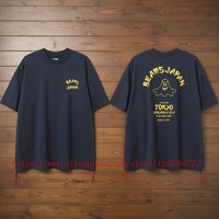 2026 Latest Style Beams Japan Letter Logo Graphic T-Shirt 100% Cotton Couple Matching Oversized Short Sleeve Casual Top