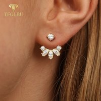 TFGLBU New Test Pass All Moissanite Stud Earrings for Women Sparking S925 Sterling Silver Lab Diamond Wedding Jewelry GRA Gift