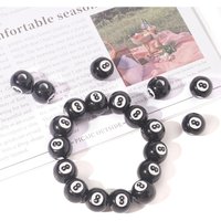 Z37 50pcs Billiard Design Beads Black Loose Beads Jewelry Making DIY Handmade Bracelet Earrings Key Chain Accessories Gift Girl
