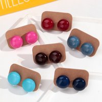 Fashion Colorful Geometric Round Stud Earring for Women Boho Macaron Colored Resin Ball Earrings Party Jewelry Accessory