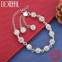 925 Sterling Silver 8-inch Exquisite Openwork Carved Beaded Bracelet - Stylish Women's Party and Wedding Jewelry