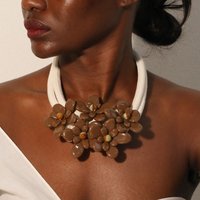 Statement Necklace with Flowers Design for Women Trendy Wedding Party Jewelry Accessory