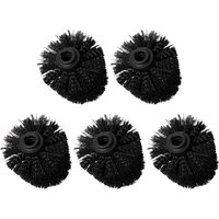 5pcs Toilet Brush Replacement Heads Black Cleaning Accessories for Household Plastic Firm Bristles Efficient Solution