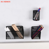 (HB05)Magnetic Pencil Holder Stationery Storage Mesh Basket Desktop Pen Makeup Brush Container Kitchen Refrigerator Organizer