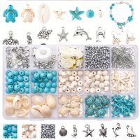 715Pcs Ocean Inspired Jewelry Making Set, Combining Turquoise And Starfish Charm Jewelry, Including Alloy Marine Life Bead Penda