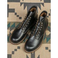 TickTock Welted 3345 Top Layer Cowhide Tea Heart Skin Work Boots Vintage round Toe Paratrooper Boots Men's Shoes