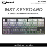 M87 FREEWOLF Compact Keyboard Type-C Rechargeable Multi-Device Connection Dual Foot Stand Durable PBT Keycaps for E-Sports