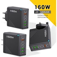 160W Multi-Port USB C Charger Fast Charging EU US UK Plug Wall Adapter Cell Tablet Travel USB Type C Quick Charger Power Supply