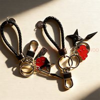20 Styles Naruto Red Cloud Keychain Woven Leather Rope Charm Cartoon Fan Gift Bag Keychain Car Pendant Young Punk Toy Gift