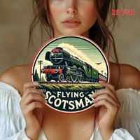2D Flat Vintage Flying Scotsman Steam Train Round Metal Sign Retro Railway Rustic Tin Plate Wall Decor for Train Enthusiast Man