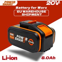 WA3553 20V 8000mAh Li-Ion Akku-Ersatzbatterie für Worx Elektrowerkzeuge WA3551 WX390 WX176 WX178 WX550 WX386 WX678 WG894E