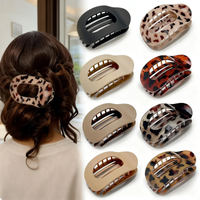 Fashion Oval Hair Claw Clip for Women New Design Leopard Matte Curved Flat Styling Barrettes Acrylic Lying Down Hair Accessories