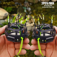 YUMEILI 2PCS automatic flip overhead hook fishing set - each piece includes 6 hook bait cages, with ABS material cage structure