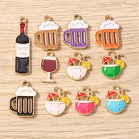 10pcs Cute Enamel Drink Wine Beer Cup Charms Pendant for Jewelry Making Drop Earrings Necklaces Bracelet DIY Crafts Accessories