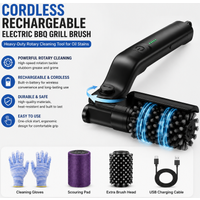 Cordless Rechargeable Electric BBQ Grill Brush Heavy Duty Outdoor Cleaning Tool Rotary Adjustable for Oil Stains