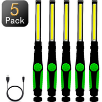 2/5Pcs Portable COB LED Work Light USB Rechargeable Torch Hook Portable Inspection Light for Car Repair, Home Garage, Emergency