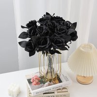 5PCS Solid Black Rose Gothic Style Dark Series Decorative Flowers Halloween Ghost Festival Artificial Black Rose