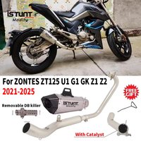 Slip For ZONTES ZT125 U1 G1 GK Z1 Z2 2021 - 2025 Motorcycle Exhaust Escape Full System Front Link Pipe No O2 Sensor 51mm Muffler