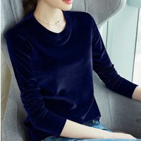 Printemps à manches longues en vrac début automne T-shirt femmes or velours court paragraphe chemise à bascule nouveau haut tendance