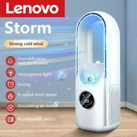 Lenovo Electric Bladeless Fan USB Air Cooling Fan 6 Gear Mini Conditioner Fan Portable Desktop Bladeless Humidification Cooler
