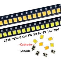 100PCS SMD LED 2835 Chip 0.5W 1W 3V 6V 9V 18V 36V 140LM 4000K White Beads Light White Warm Surface Mount PCB Emitting Diode Lamp