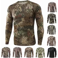 Men's Long Sleeve Tactical Shirt 3D Camo Quick Dry Combat T-shirt Gym Fitness Sweatshirt Outdoor Sports Hiking Hunting Clothing