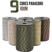 Military-Grade Paracord Rope 50/100M - 9-Core Survival Cord for Outdoor,Camping&Emergency,Parachute Cord for Tent,Lanyard & Gear