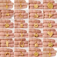 Luxury Love Heart Butterfly Flower Moon Devil-Eye Stainless Steel Pendants Golden Necklace Women Jewelry Charms Gifts No Fade