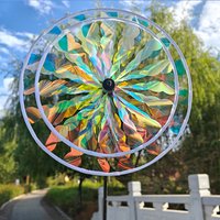 NEW * 1Piece Fruit Garden Reflective Six Color Dazzling Sunflower Windmill Outdoor Lawn Yard Bird-Scaring Wind Spinner Kids Toys