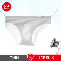 MiiOW 3 pièces glace soie Sexy hommes slips respirant sous-vêtements pour hommes slips Transparent MR8058 Sexy hommes sous-vêtements